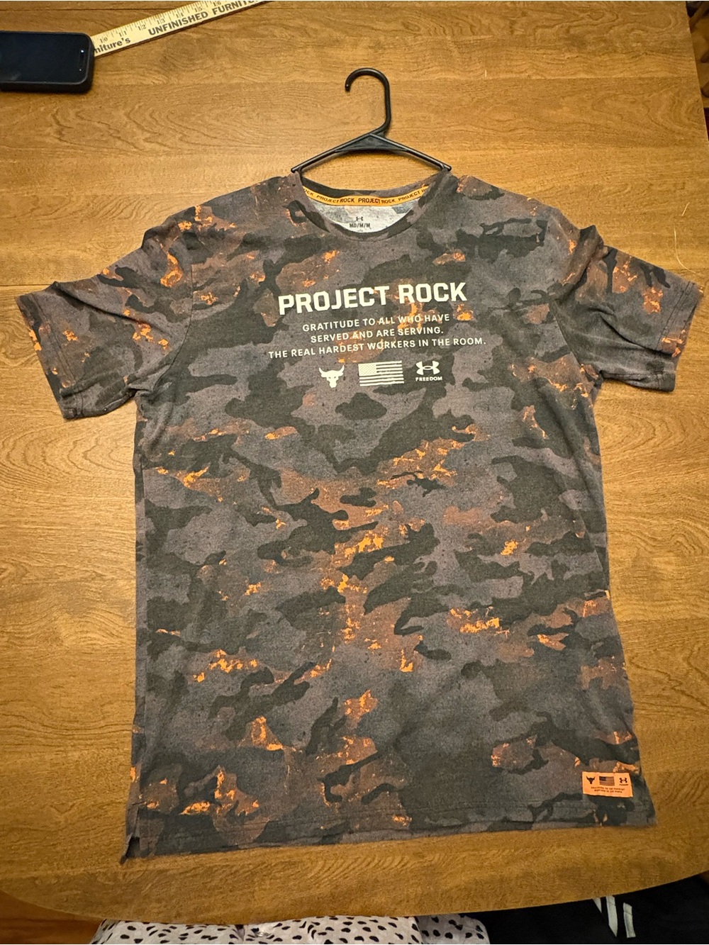 Under Armour Project Rock Camo Short Sleeve Tee - Black & Orange